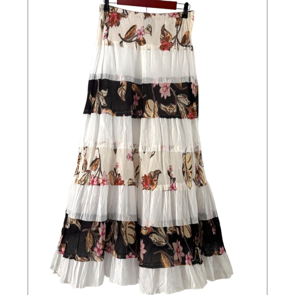 Boutique Etc Patchwork Cotton Maxi Skirt NWT